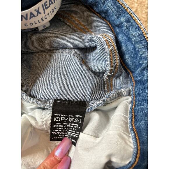 Wax Jean denim shorts high waisted rolled hem distressed SZ M - Picture 5 of 7